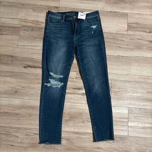 American Eagle Hi-Rise Jegging Dream Jean Dark Wash Distressed